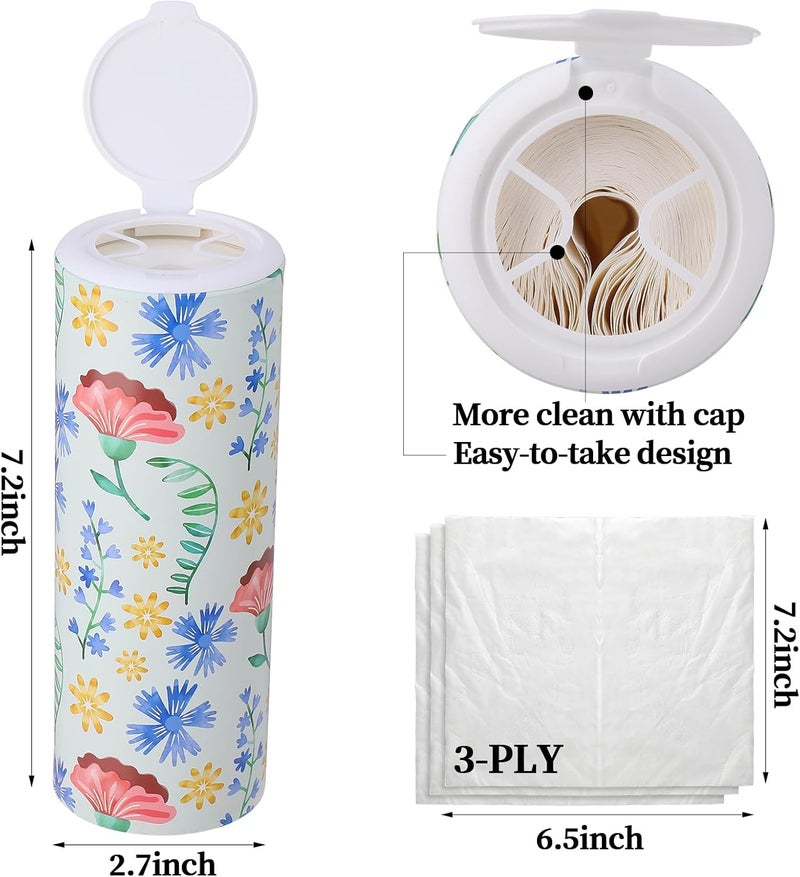 CarsonWorks Car Tissues Cylinder 4 Packs Round Tissue Box Holder Perfect for Car Cup Holder, Napkins Box Round Container with Facial Tissues for Travel Car Bathroom Office School - Image 2